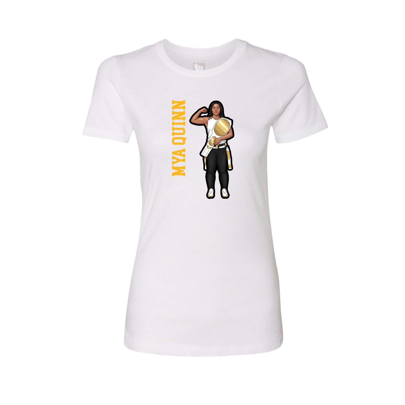 Womens Tee — Name Vertical in White