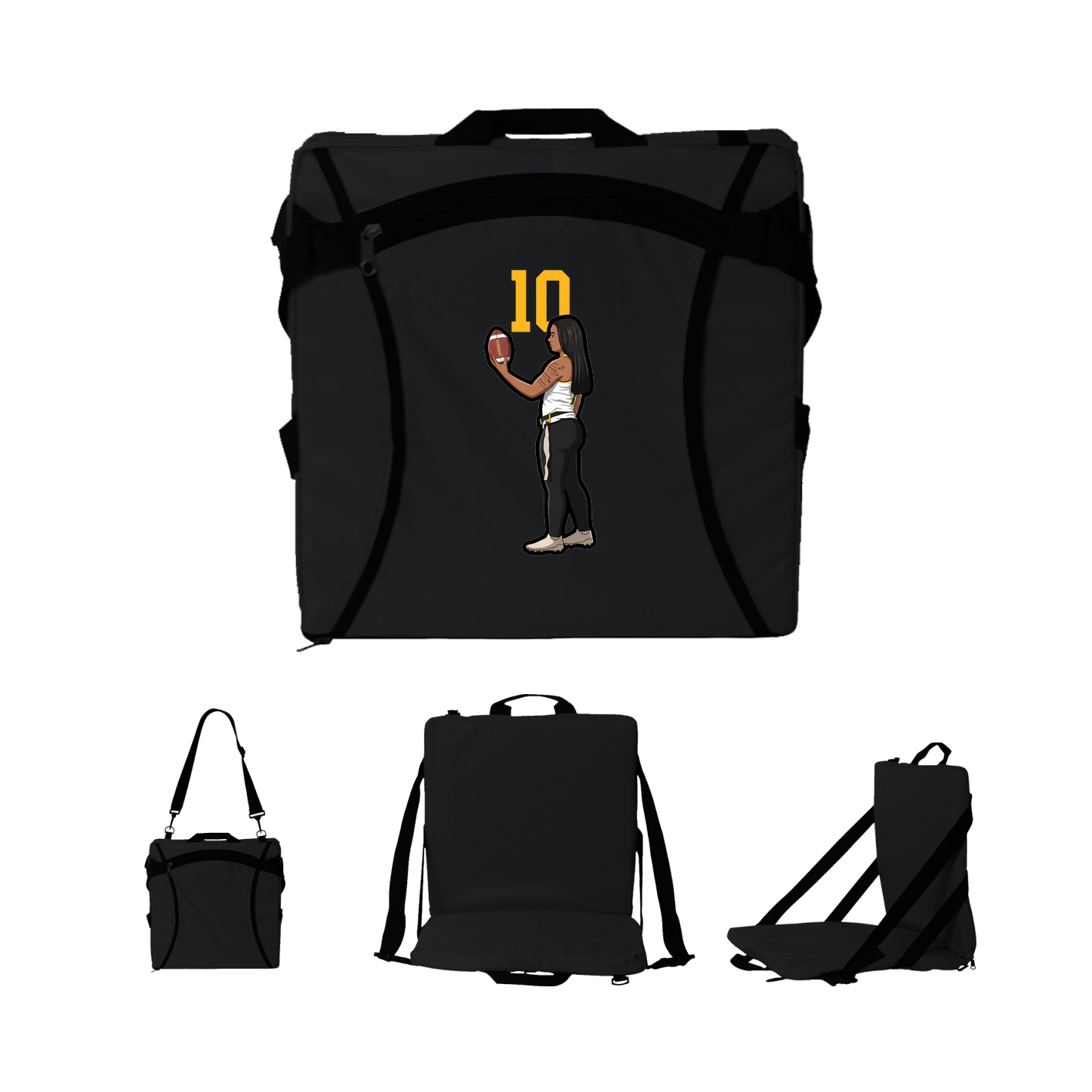 Folding Stadium Seat — Number Top in Black