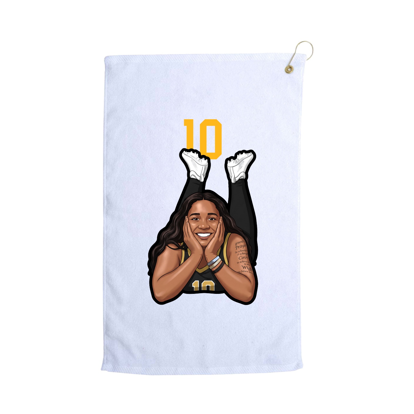 Golf Towel — Number Top in White