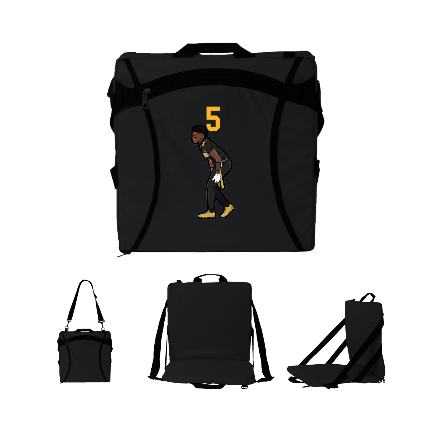 Folding Stadium Seat — Number Top in Black