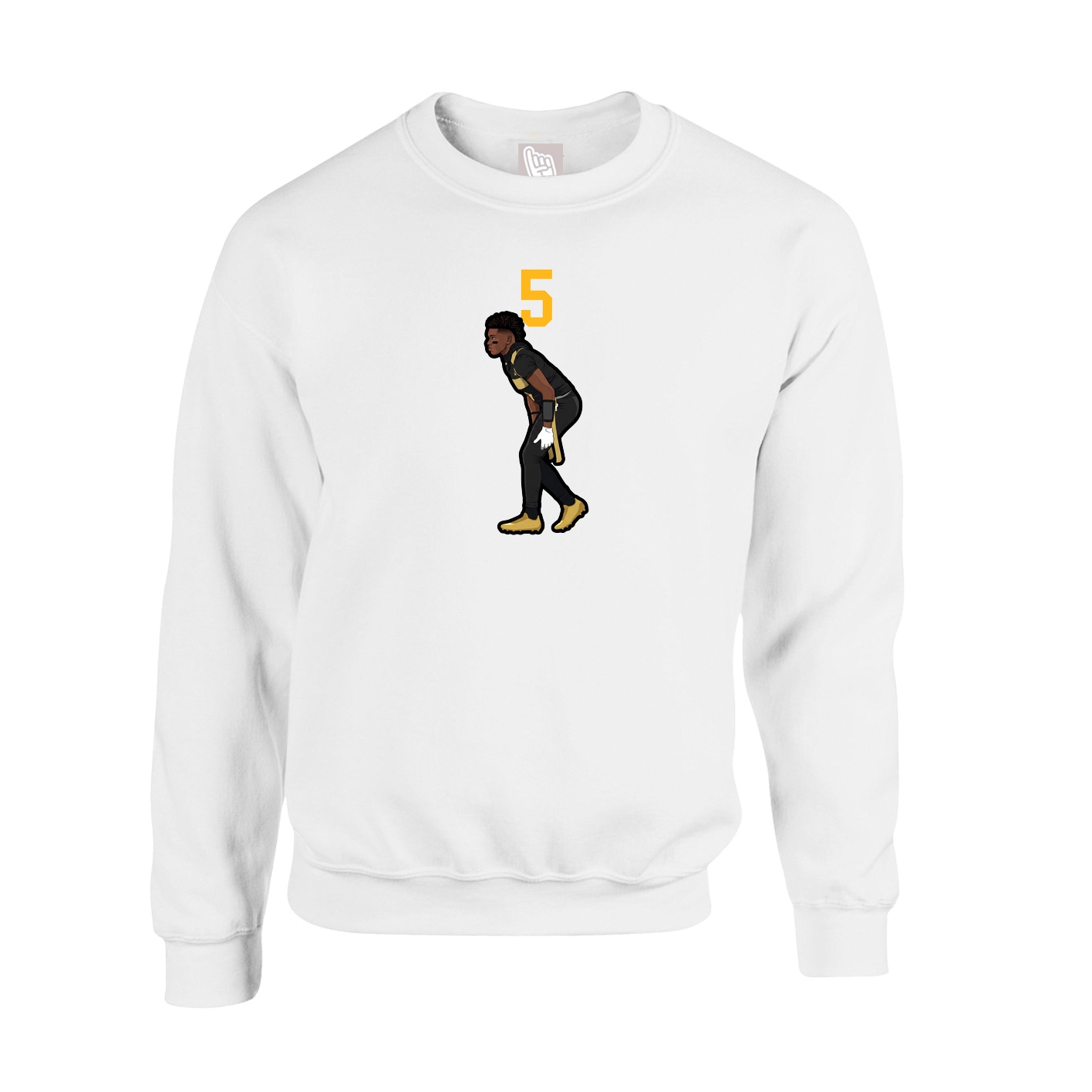Fleece Crew — Number Top in White