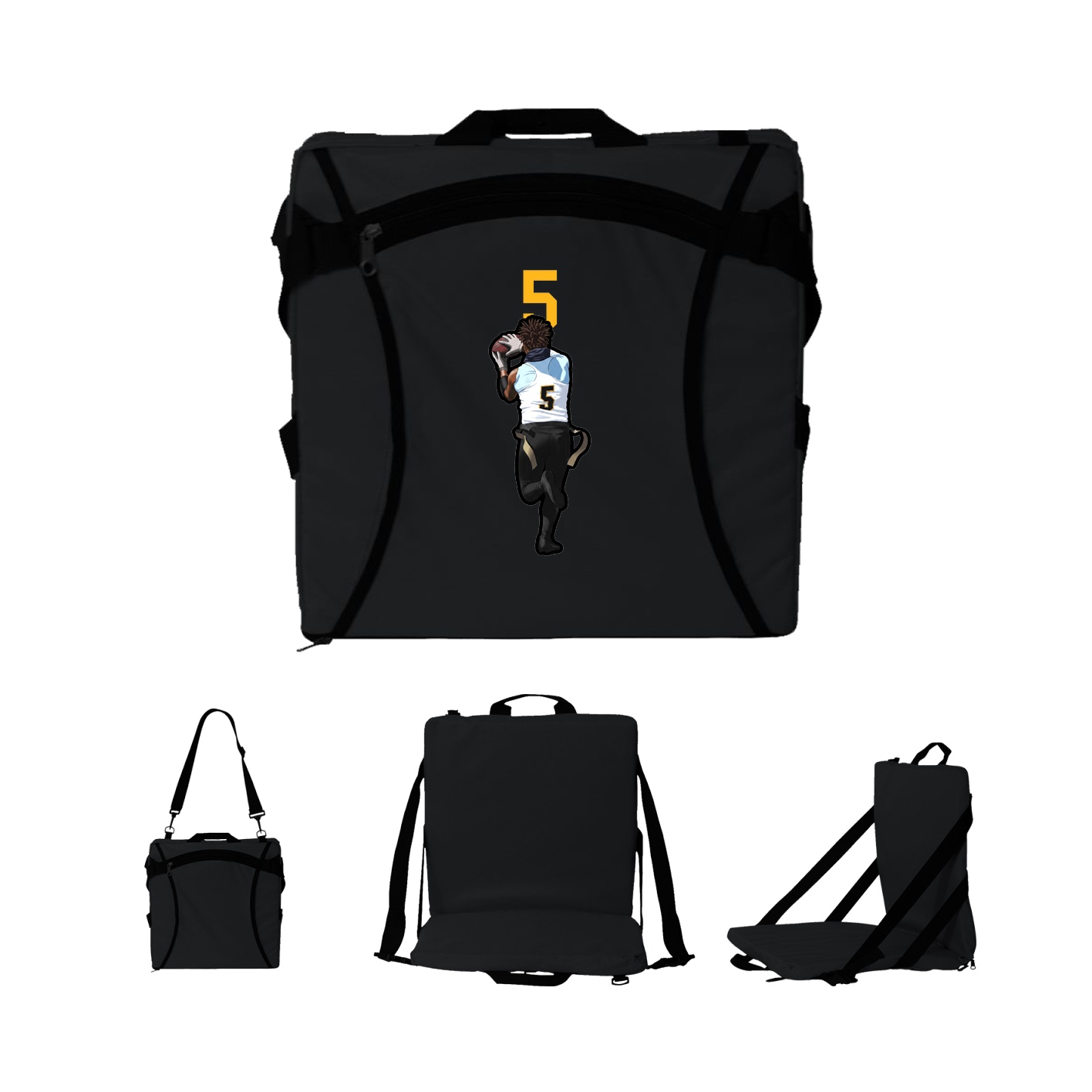 Folding Stadium Seat — Number Top in Black
