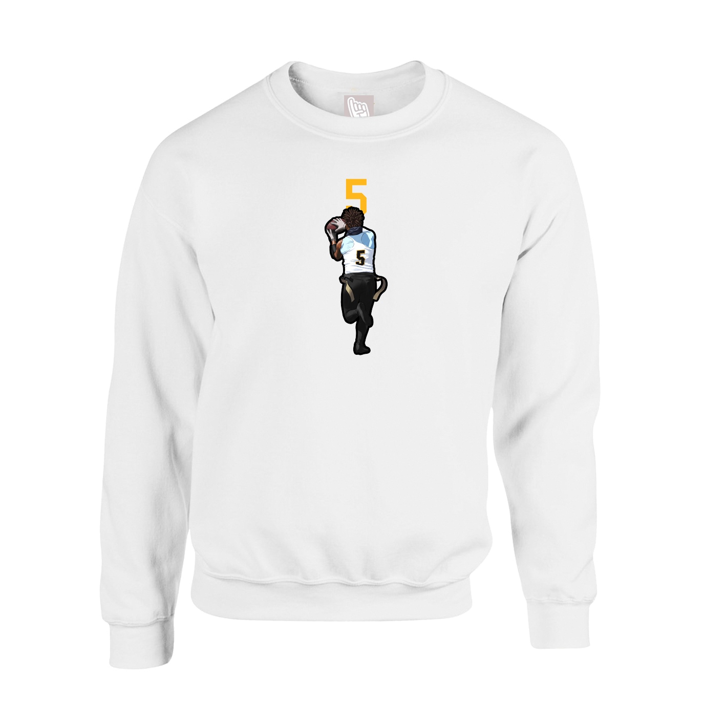 Fleece Crew — Number Top in White