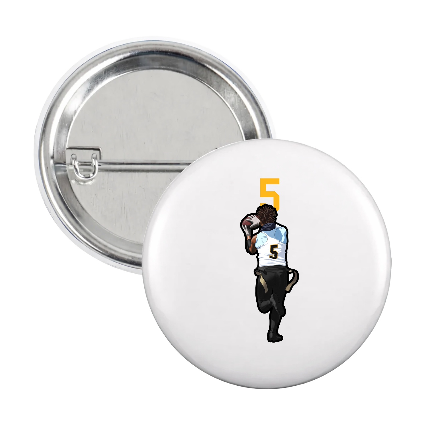 Game Day Button — Number Top in White