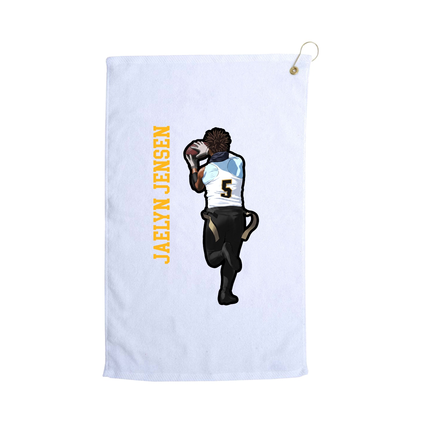 Golf Towel — Name Vertical in White