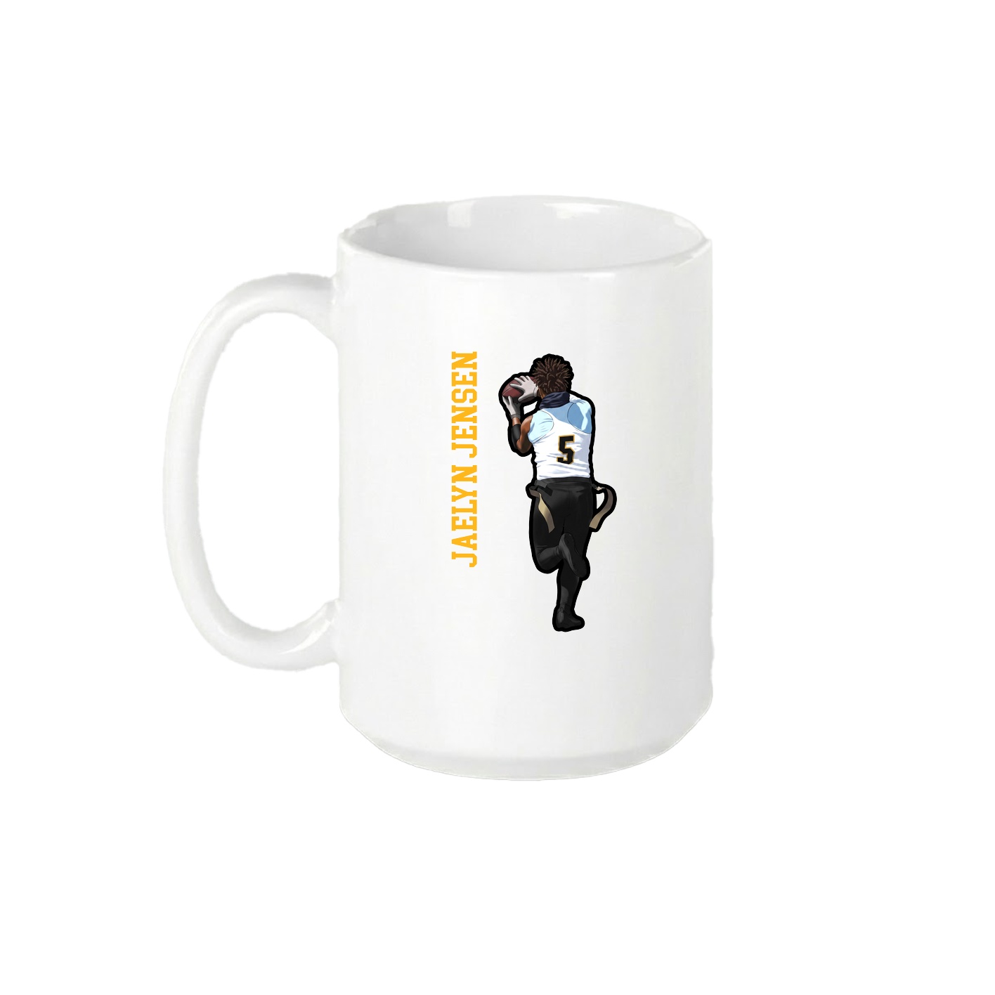 15oz Coffee Mug — Name Vertical in White
