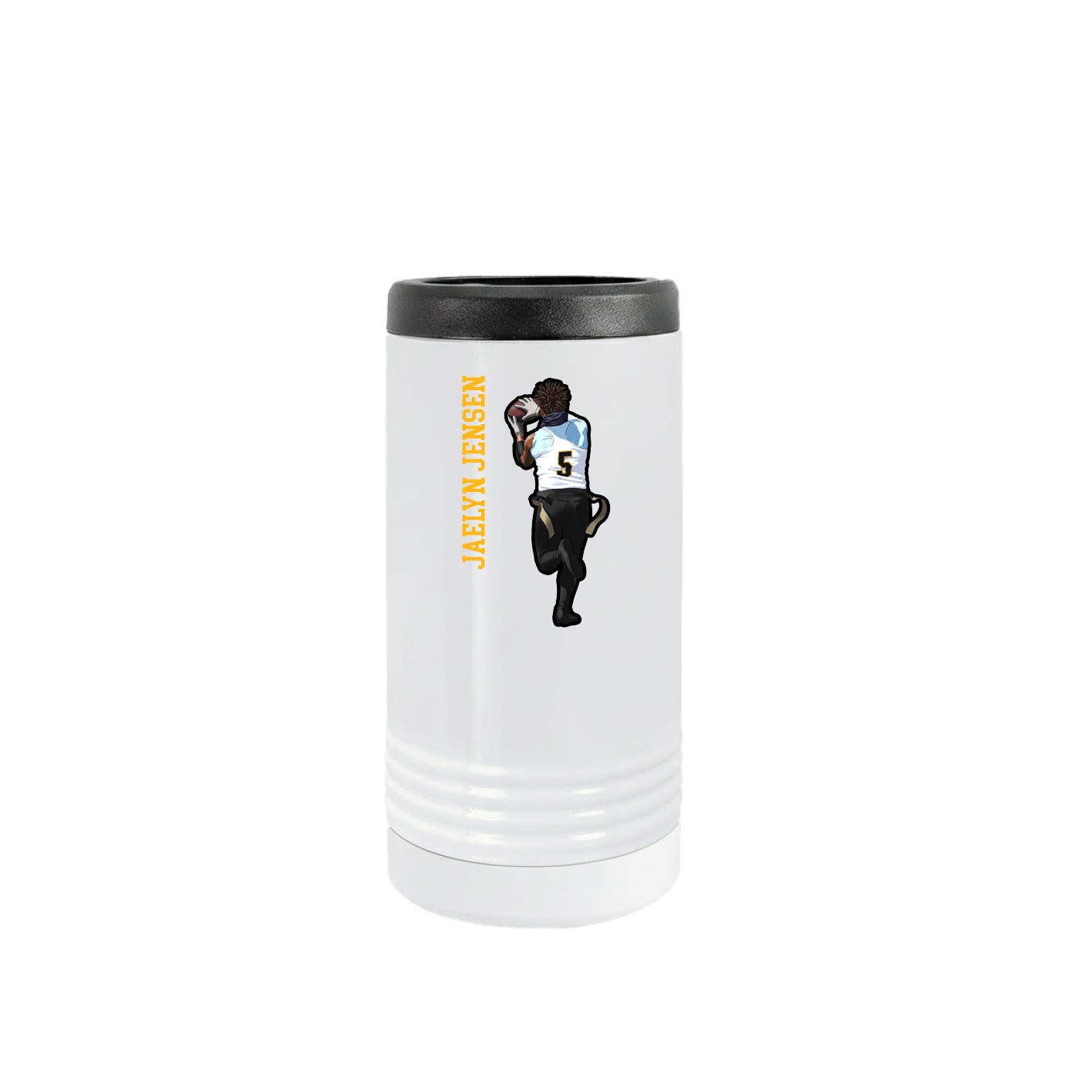 Slim Beverage Holder — Name Vertical in White