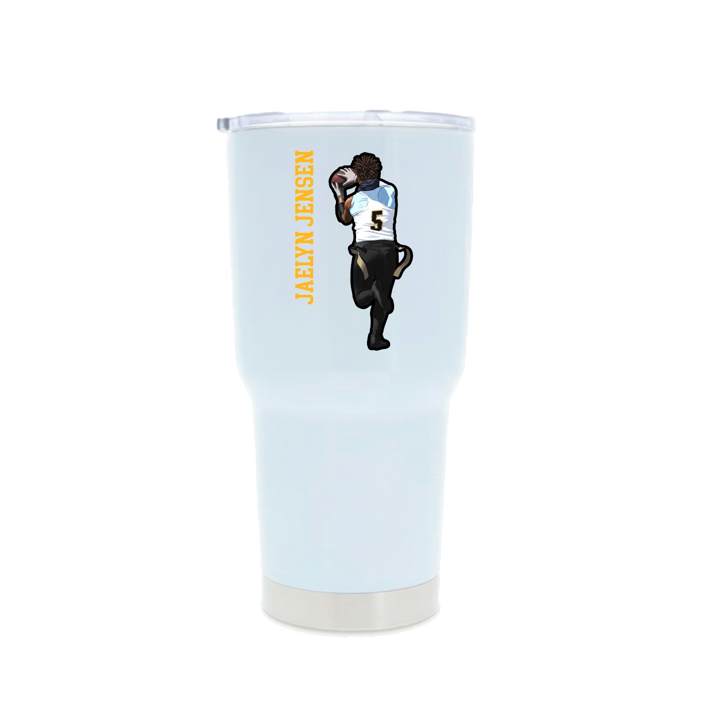 30oz Stainless Steel Tumbler — Name Vertical in White