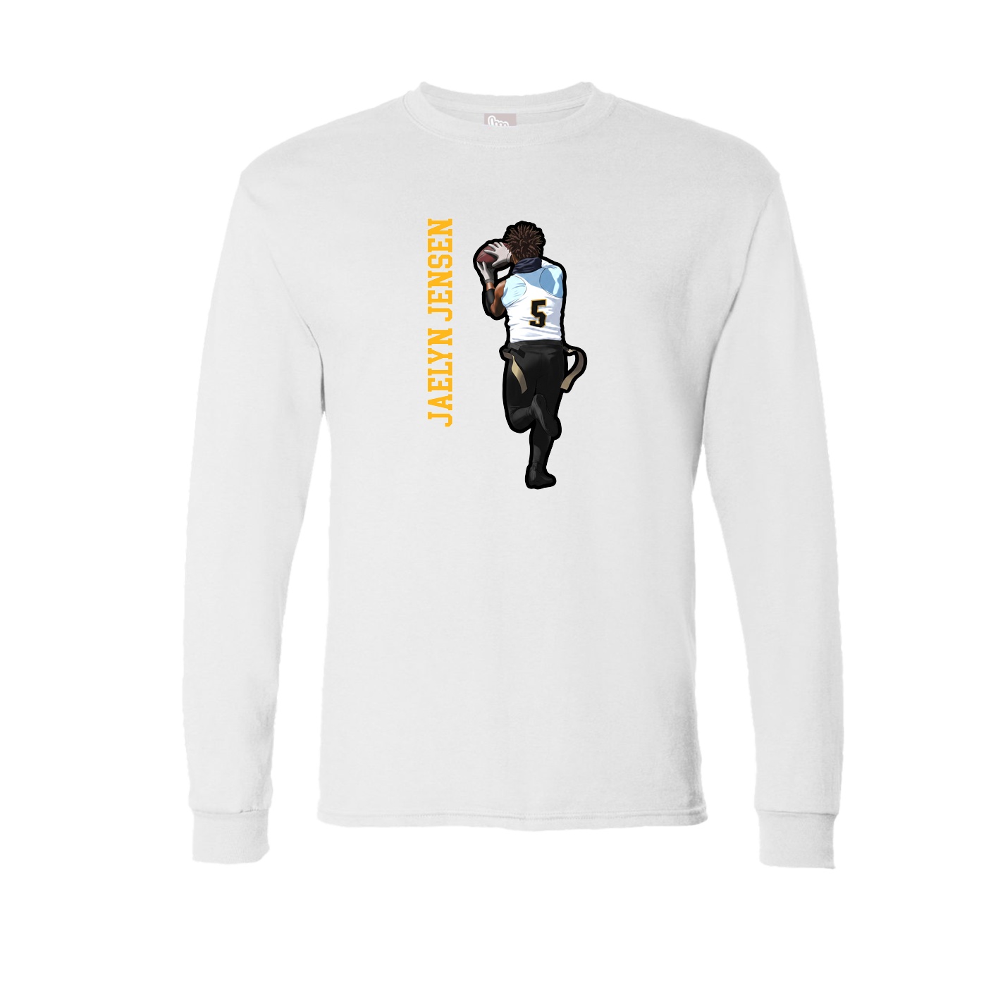 Long Sleeve Tee — Name Vertical in White