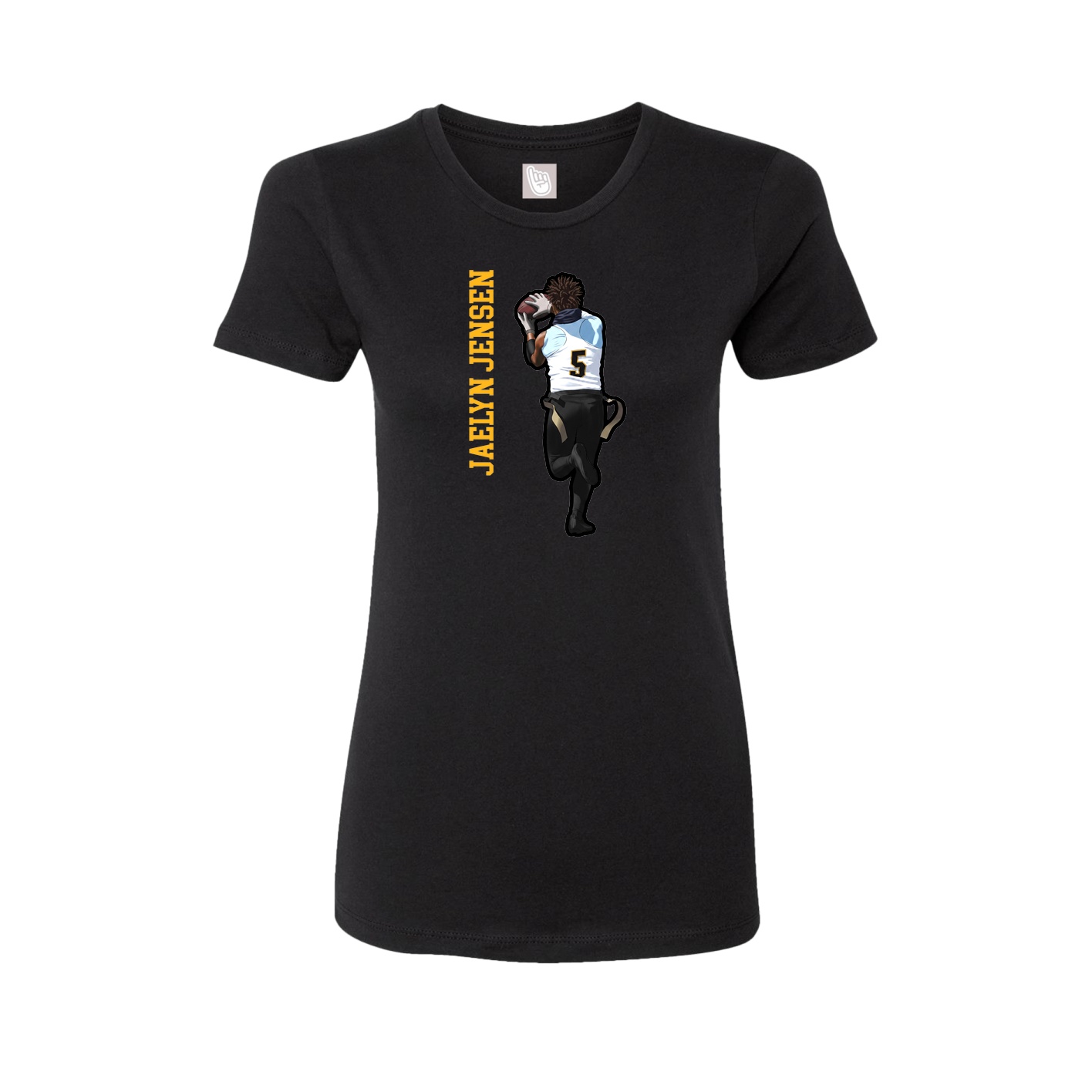 Womens Tee — Name Vertical in Black