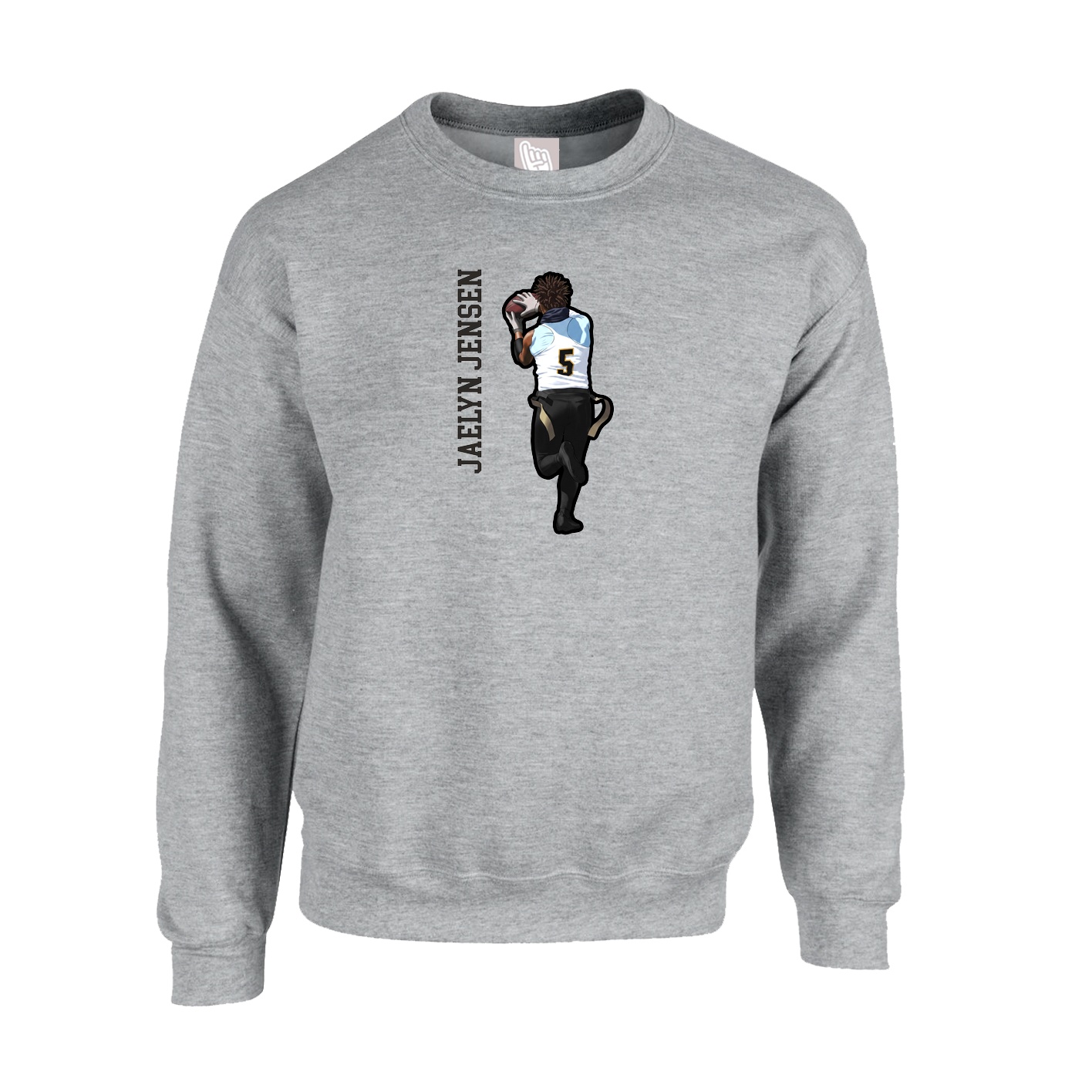 Fleece Crew — Name Vertical in Grey