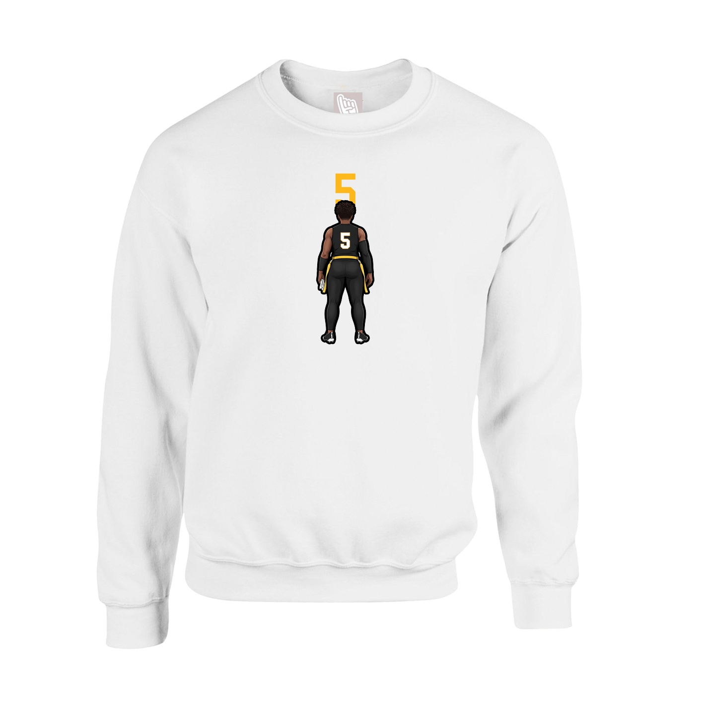 Fleece Crew — Number Top in White