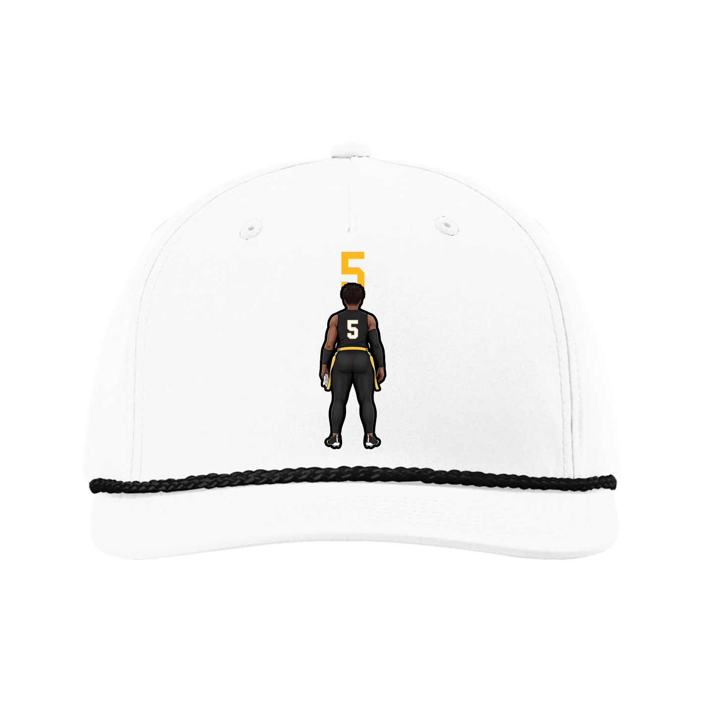 Five-Panel Classic Rope Cap — Number Top in White
