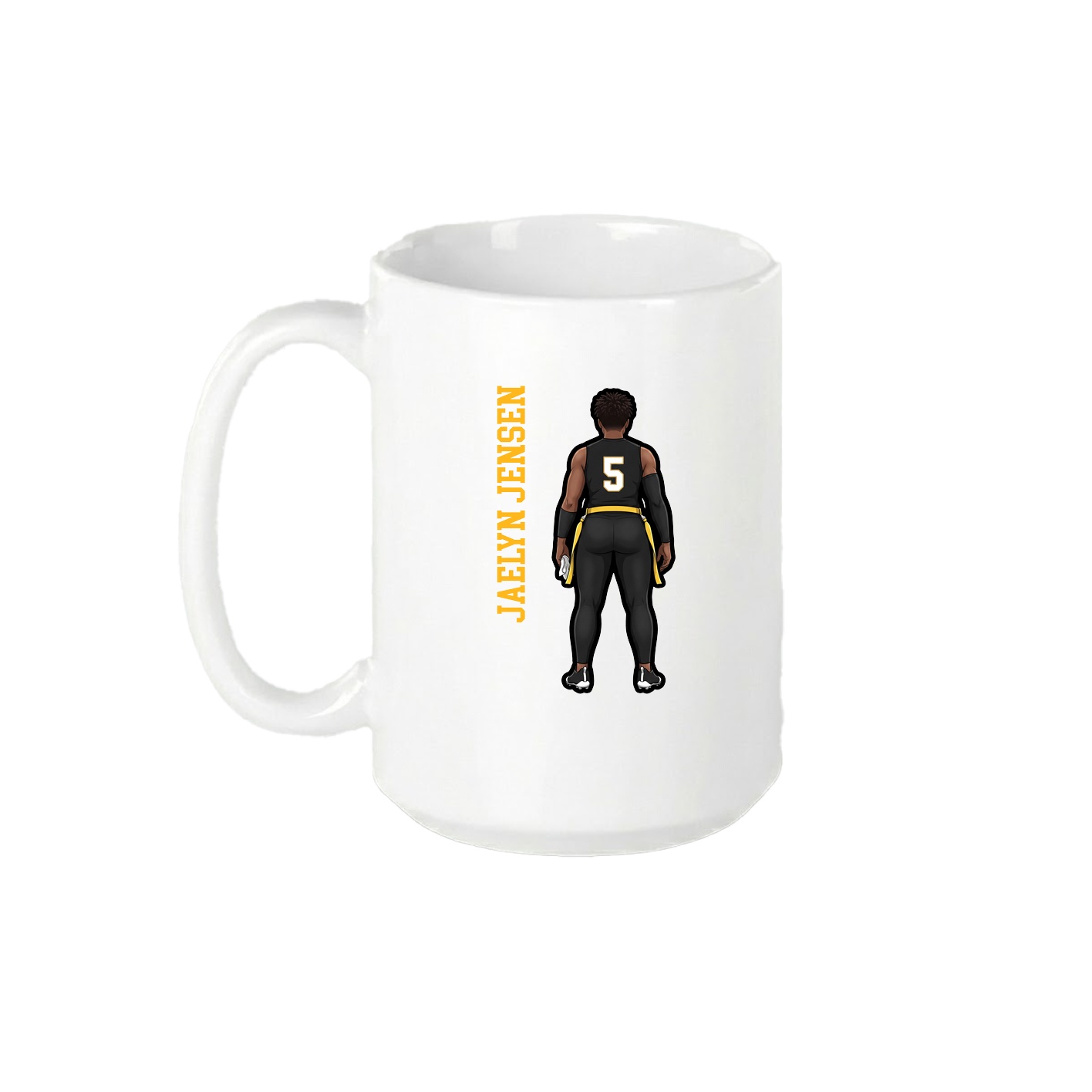 15oz Coffee Mug — Name Vertical in White