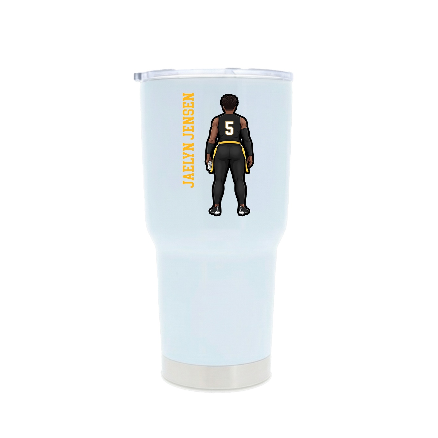 30oz Stainless Steel Tumbler — Name Vertical in White