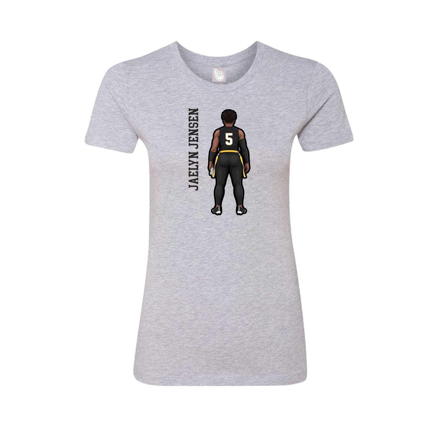Fitted Women's Tee — Name Vertical in Grey