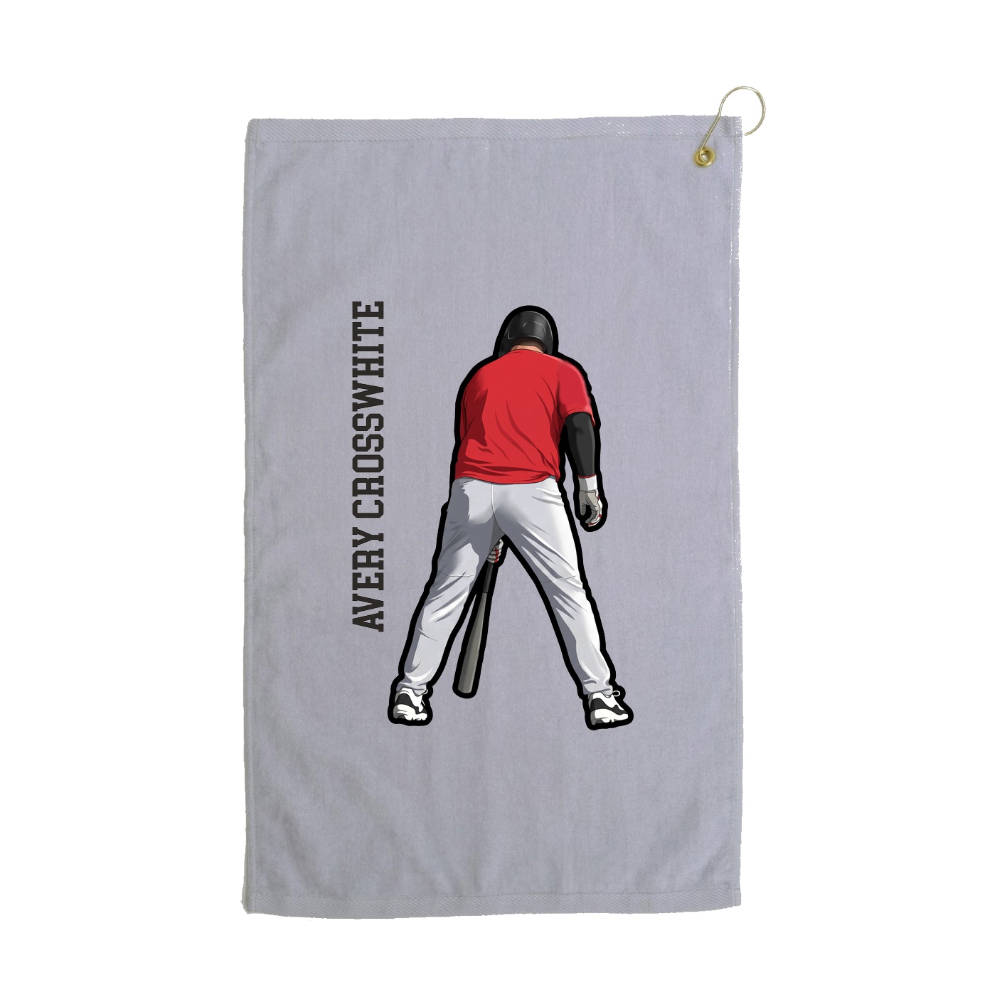 Golf Towel — Name Vertical in Grey
