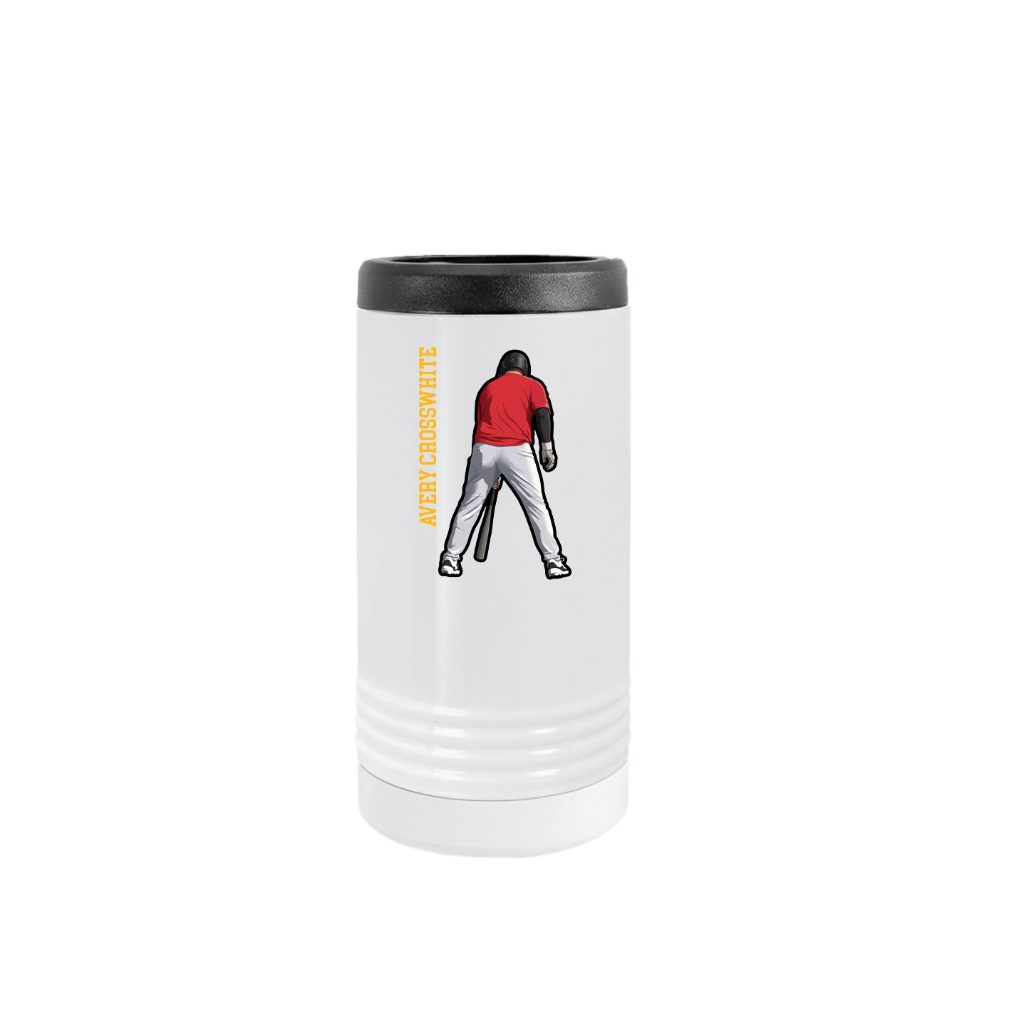 Slim Beverage Holder — Name Vertical in White