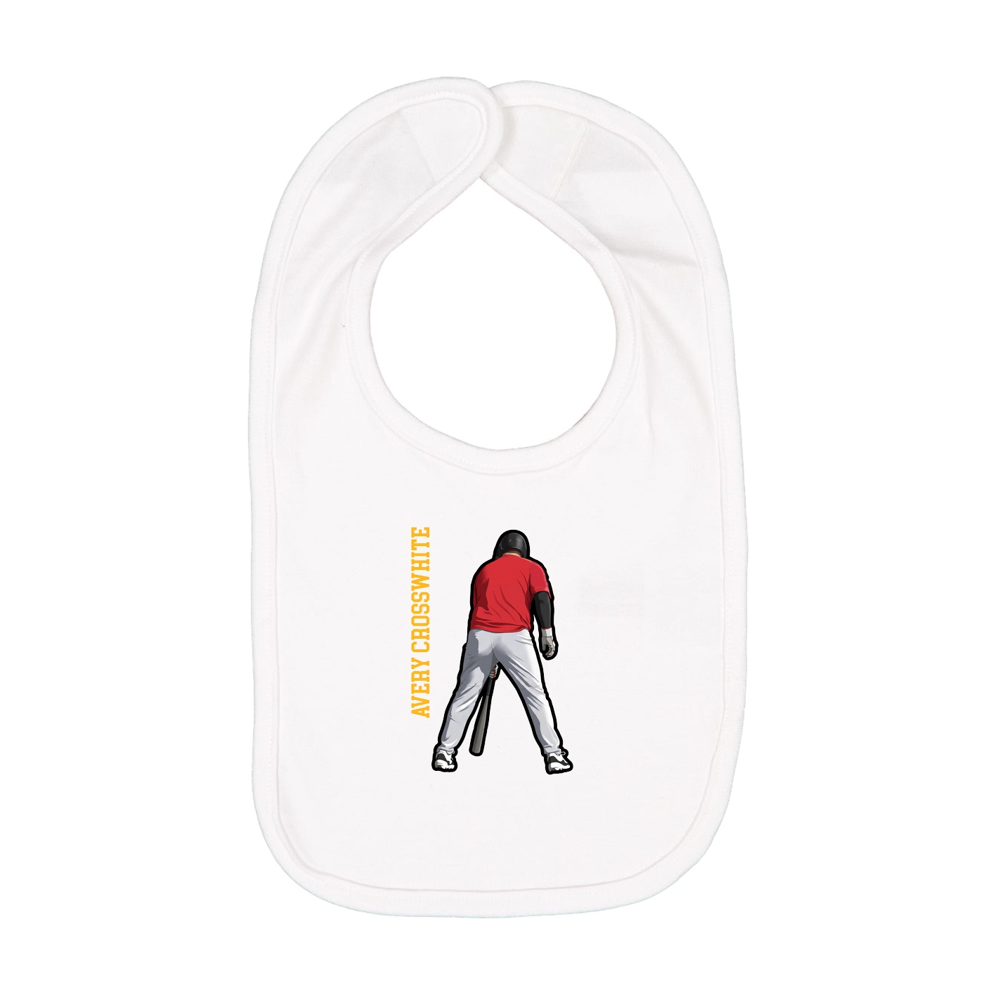 Infant Bib — Name Vertical in White