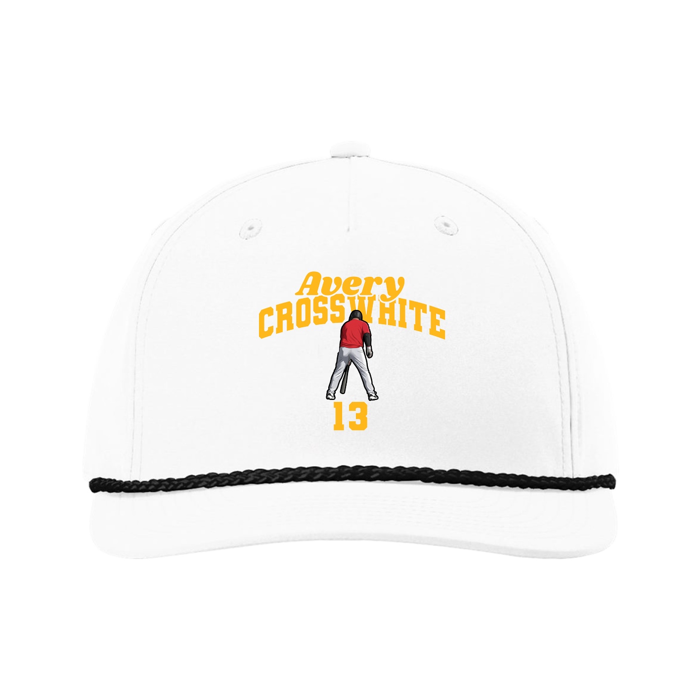 Five-Panel Classic Rope Cap — Signature Arch in White