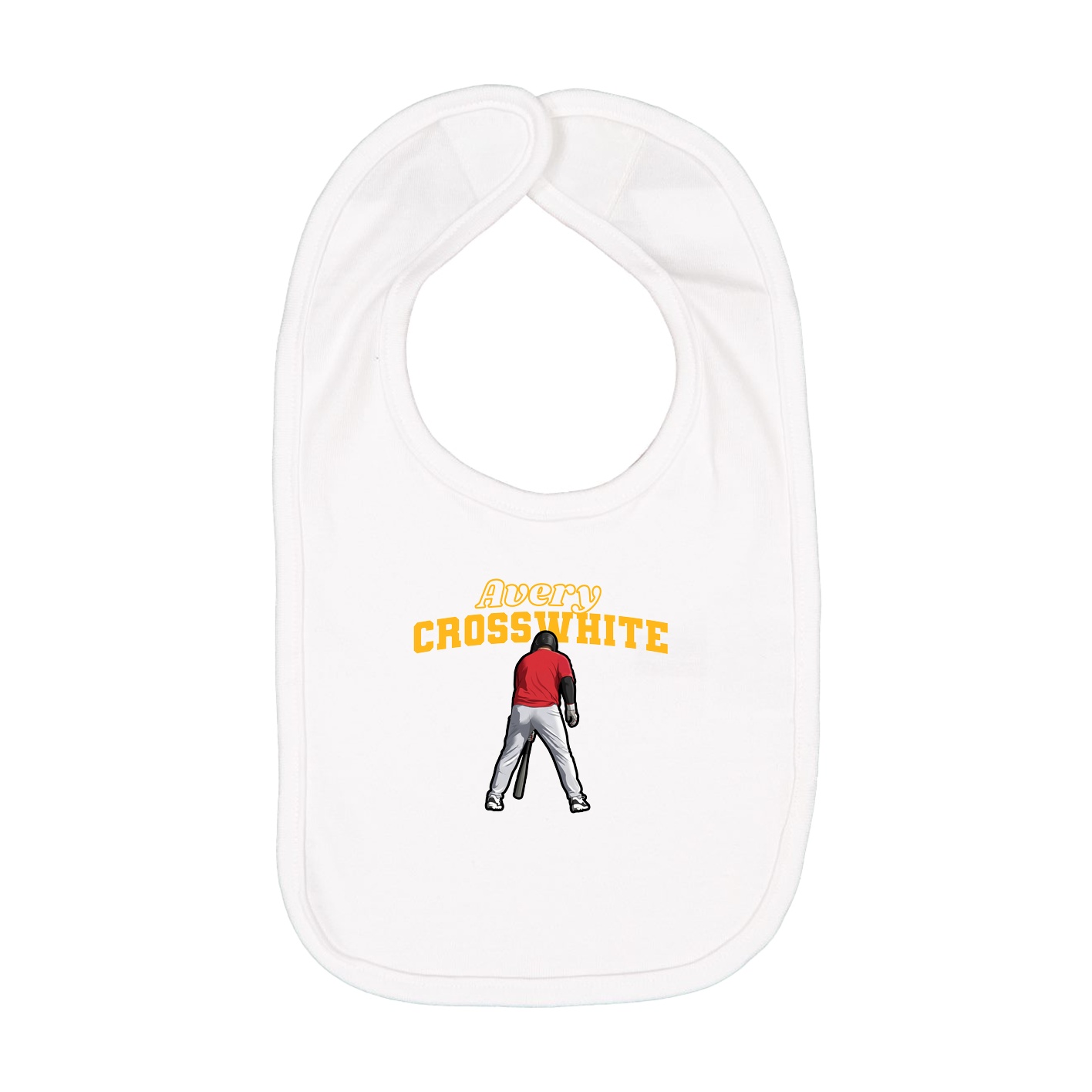 Infant Bib — Name Arch in White