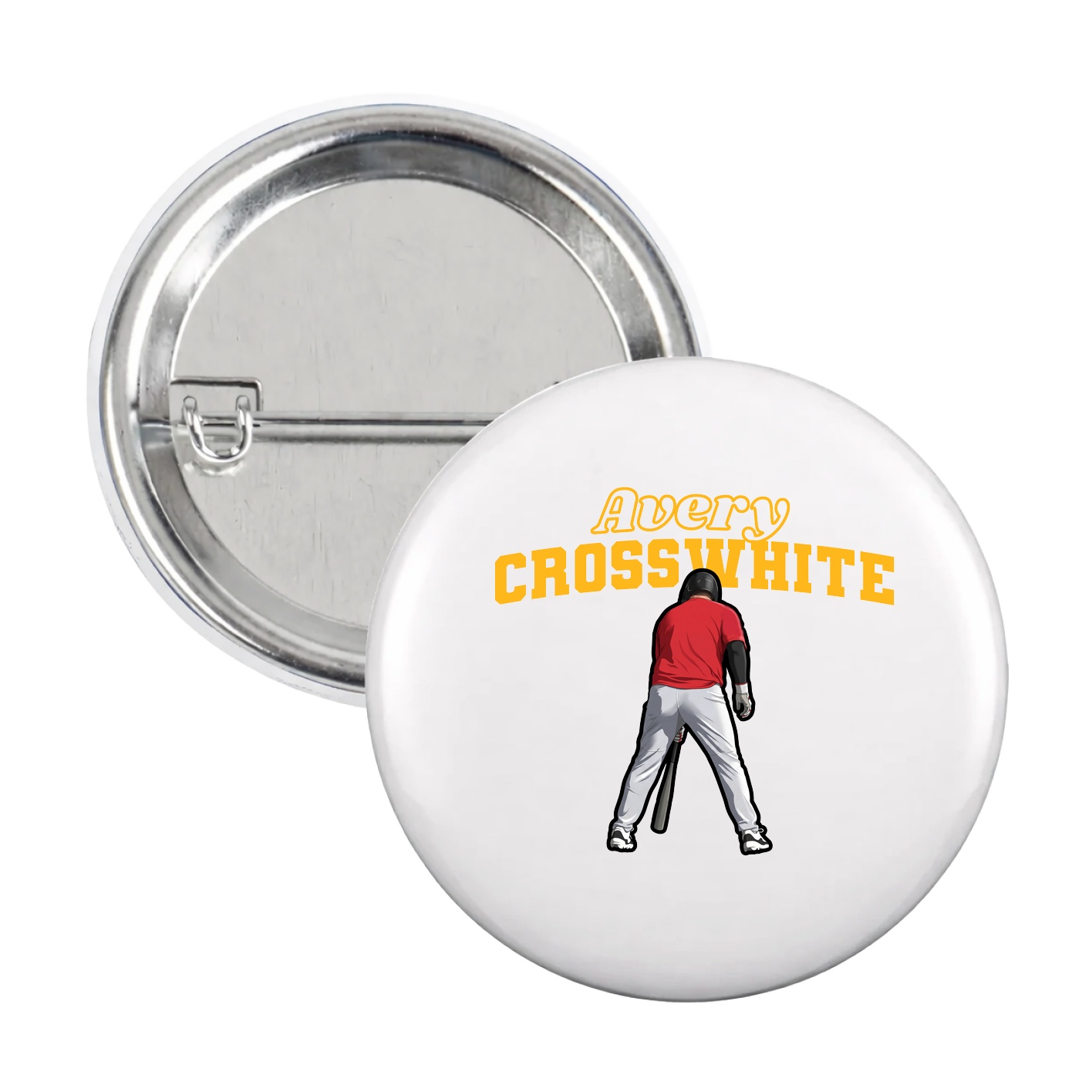 Game Day Button — Name Arch in White
