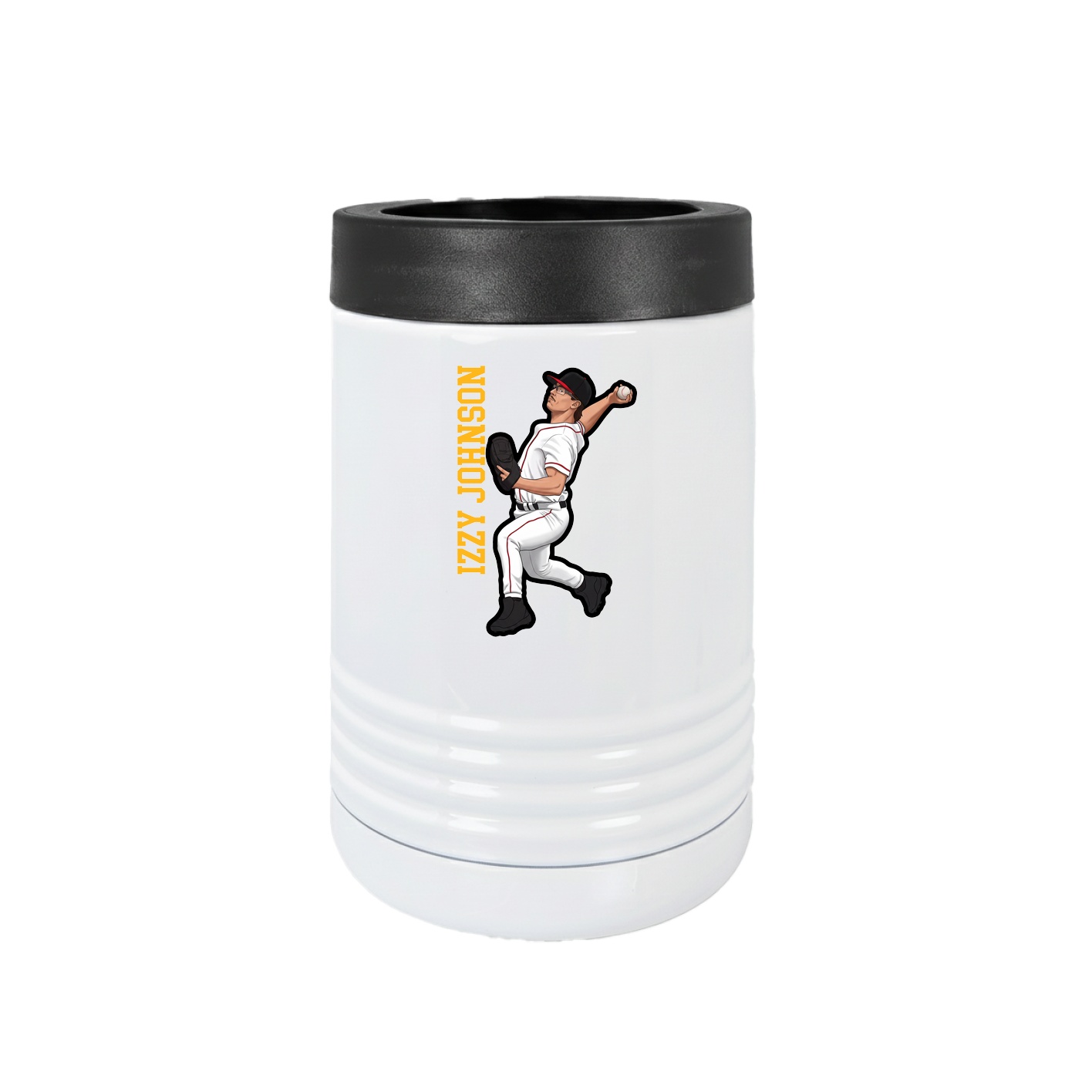 Beverage Holder — Name Vertical in White