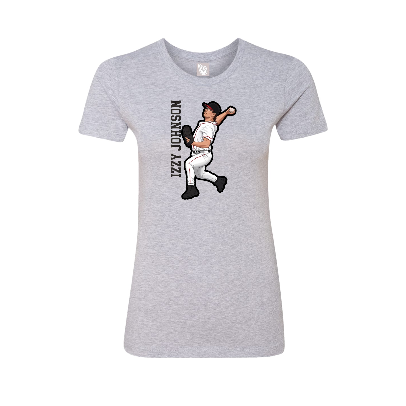Fitted Women's Tee — Name Vertical in Grey