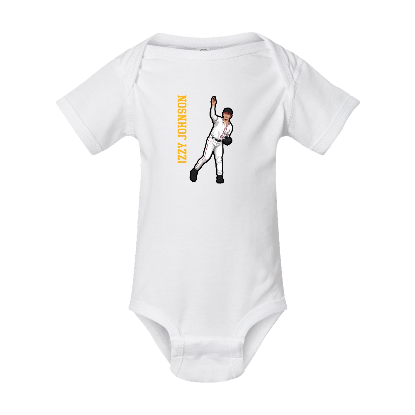 Baby Onesie — Name Vertical in White