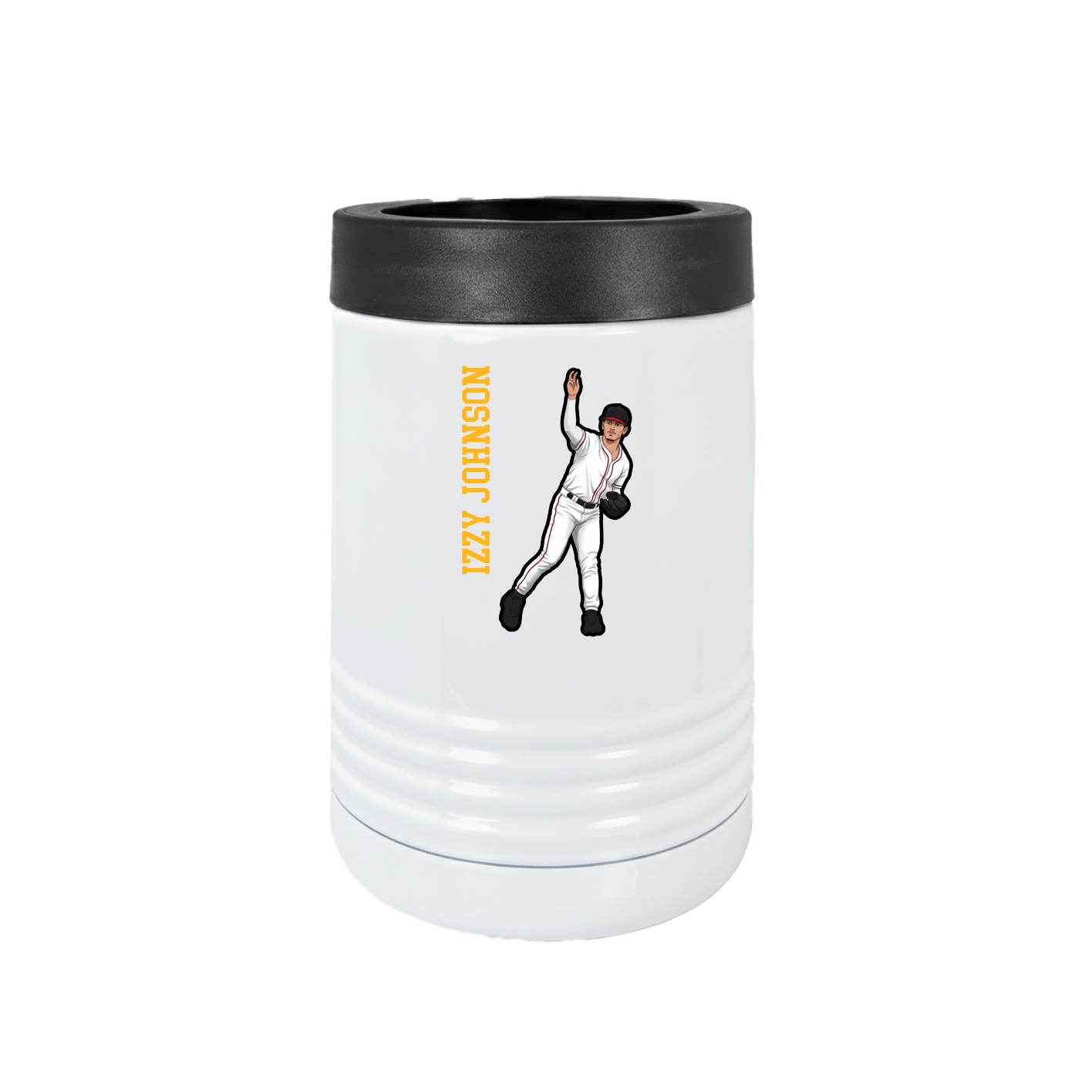 Beverage Holder — Name Vertical in White