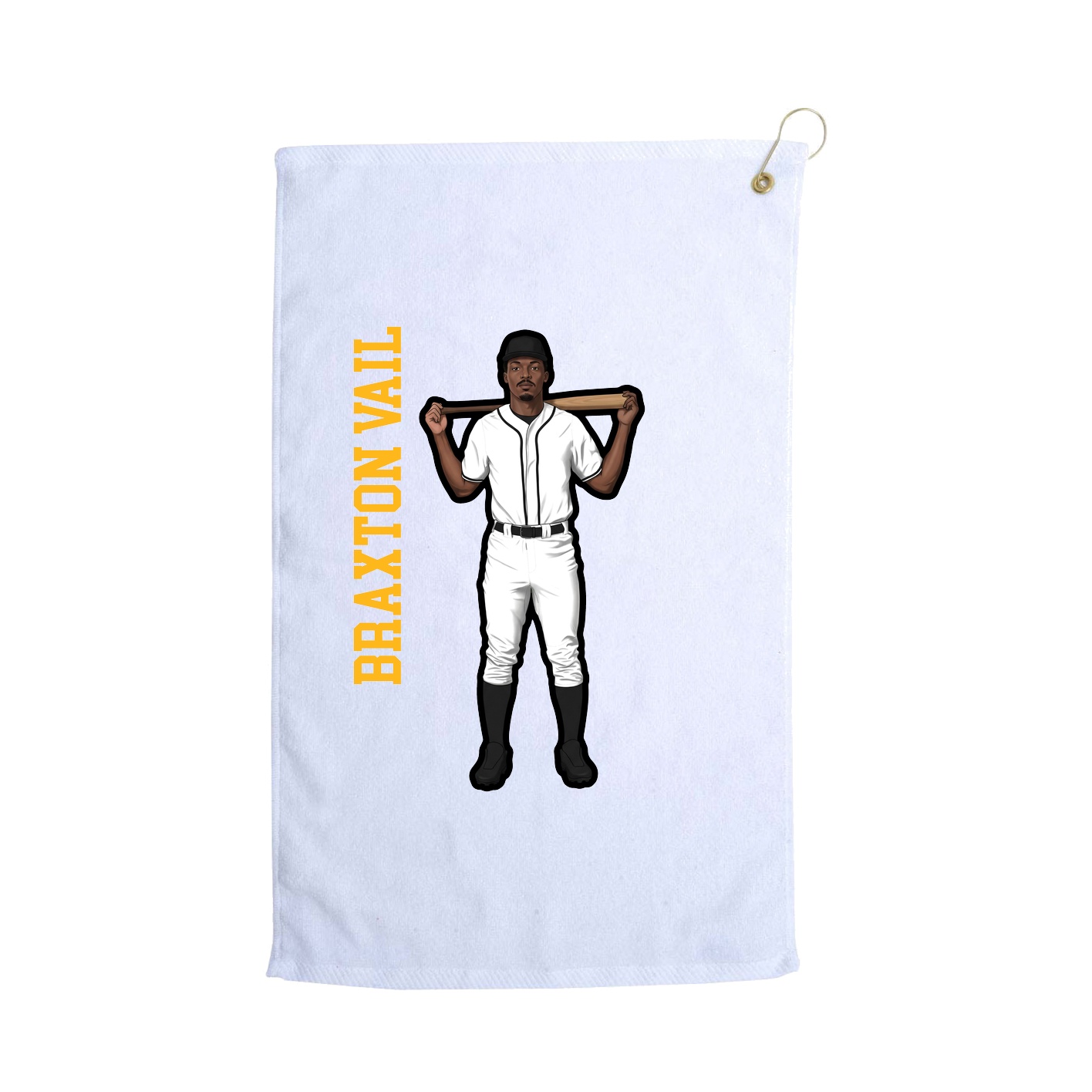 Golf Towel — Name Vertical in White