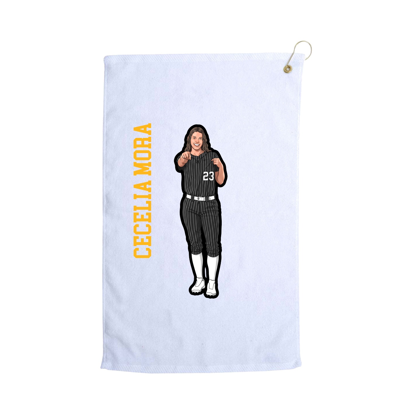 Golf Towel — Name Vertical in White