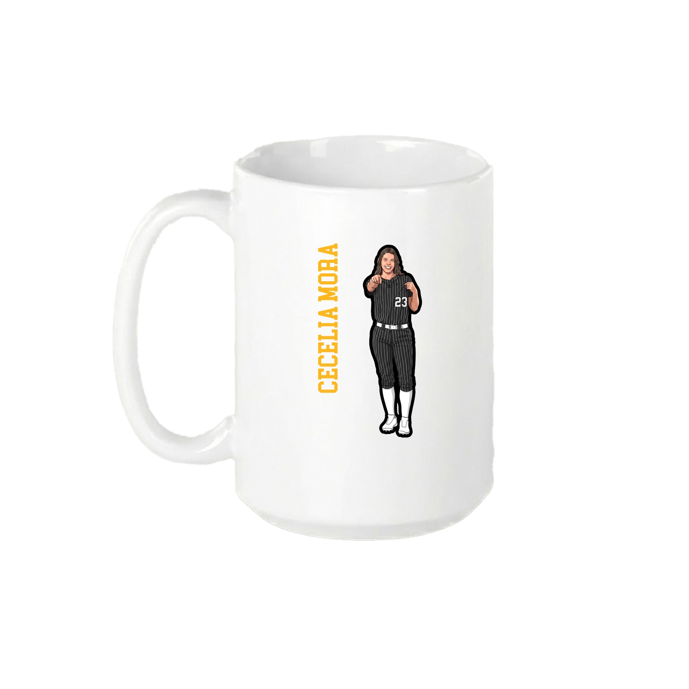 15oz Coffee Mug — Name Vertical in White