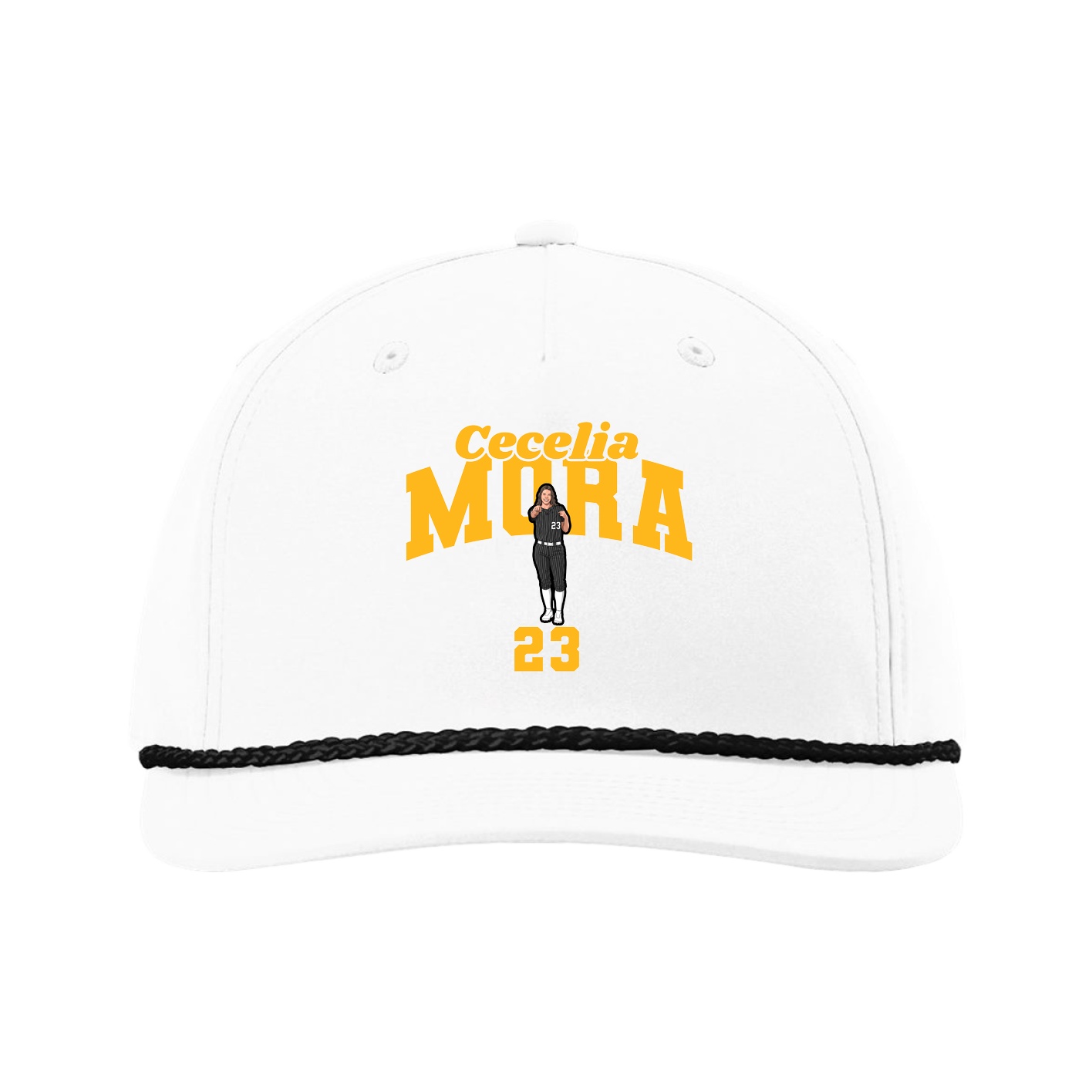 Five-Panel Classic Rope Cap — Signature Arch in White