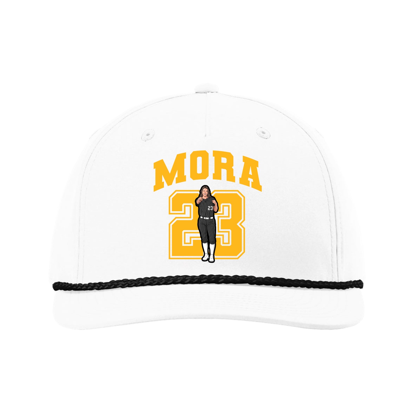 Five-Panel Classic Rope Cap — Number in White