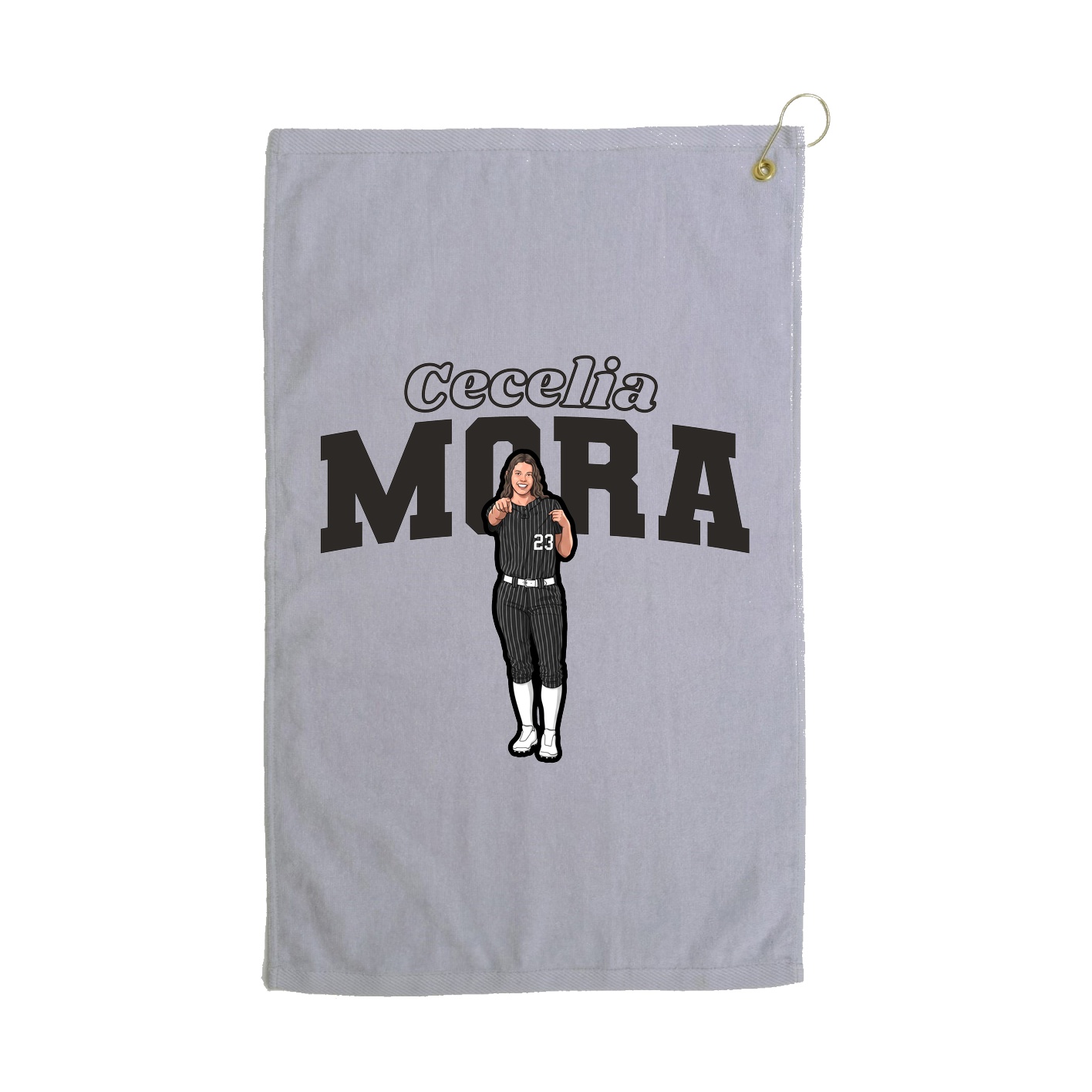 Golf Towel — Name Arch in Grey