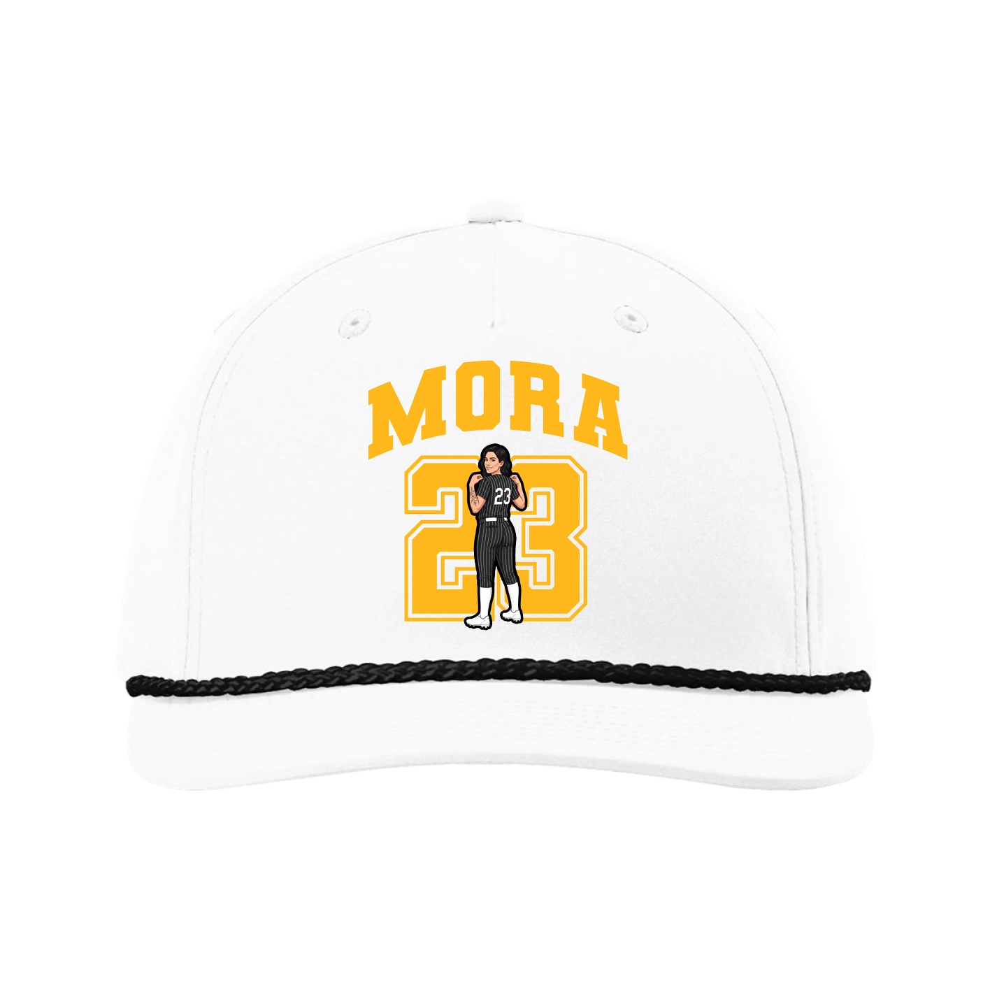 Five-Panel Classic Rope Cap — Number in White