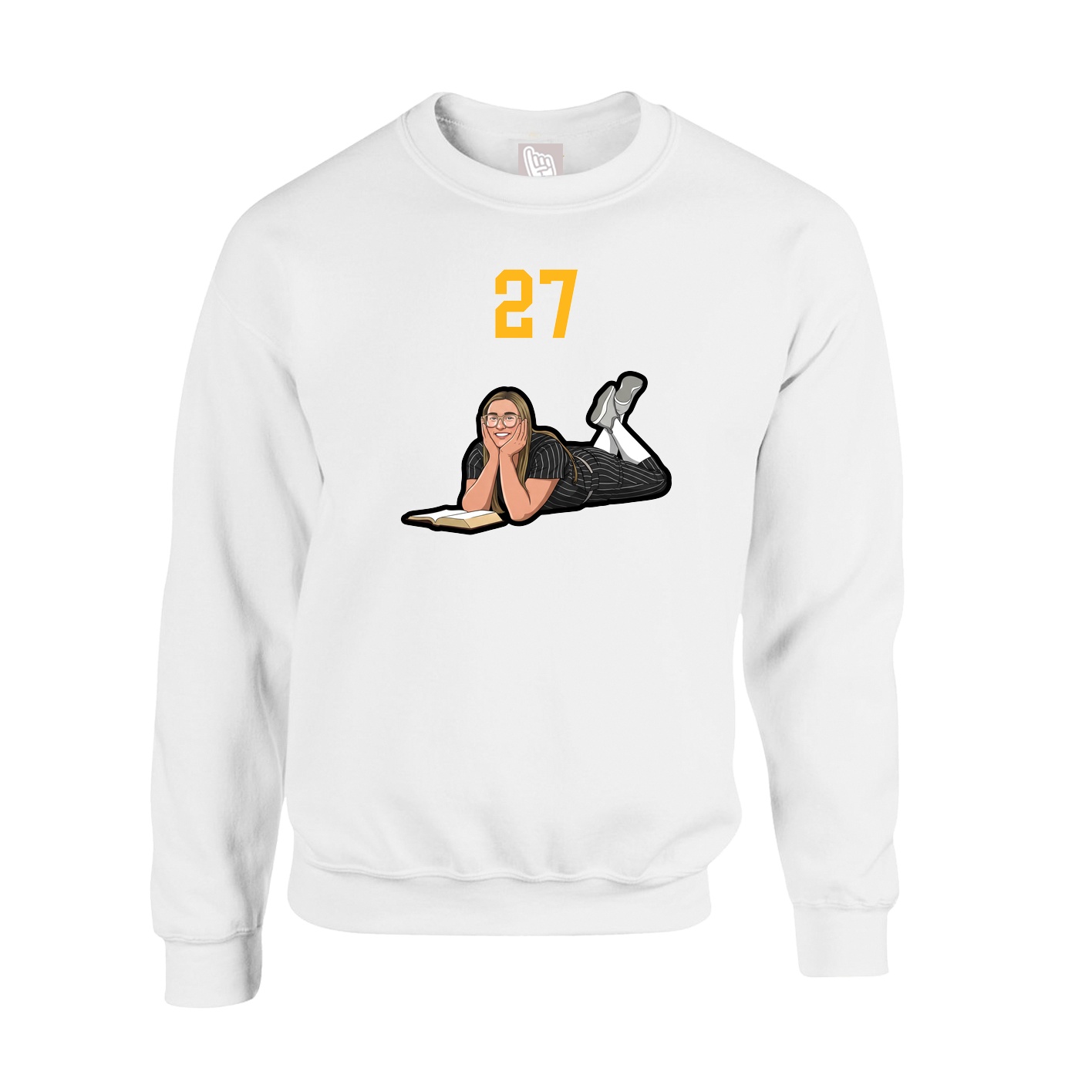 Fleece Crew — Number Top in White
