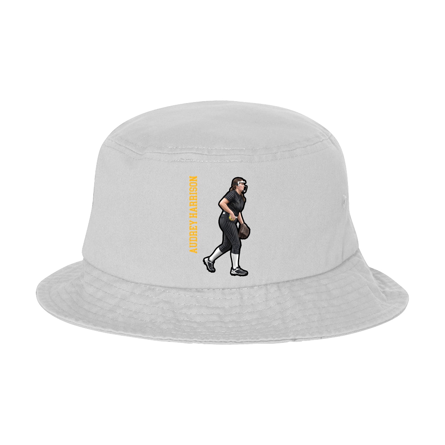 Bucket Cap — Name Vertical in White