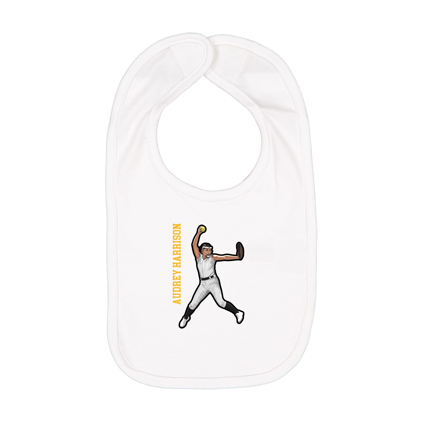 Infant Bib — Name Vertical in White