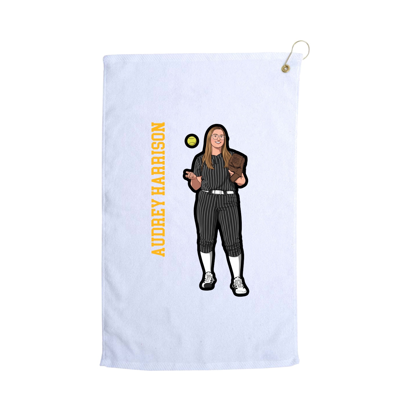 Golf Towel — Name Vertical in White