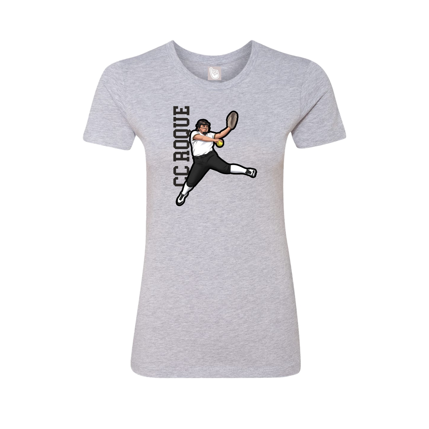 Fitted Women's Tee — Name Vertical in Grey