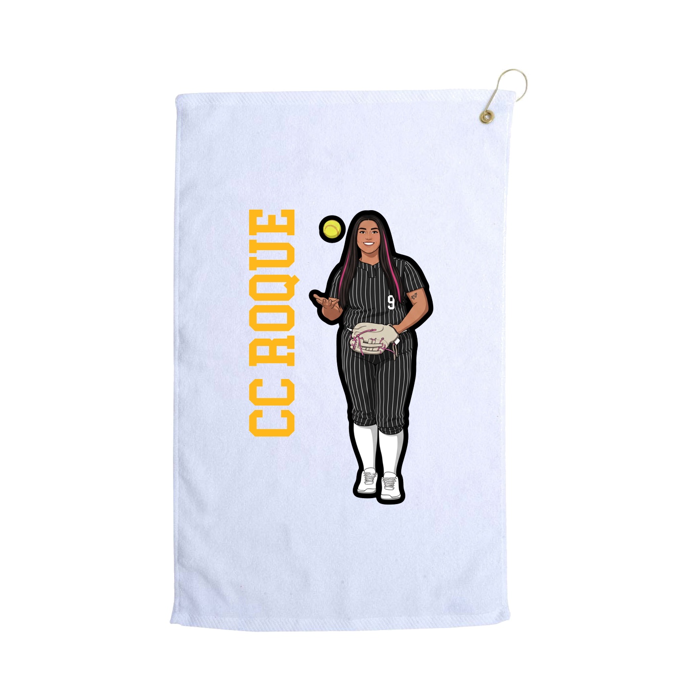 Golf Towel — Name Vertical in White