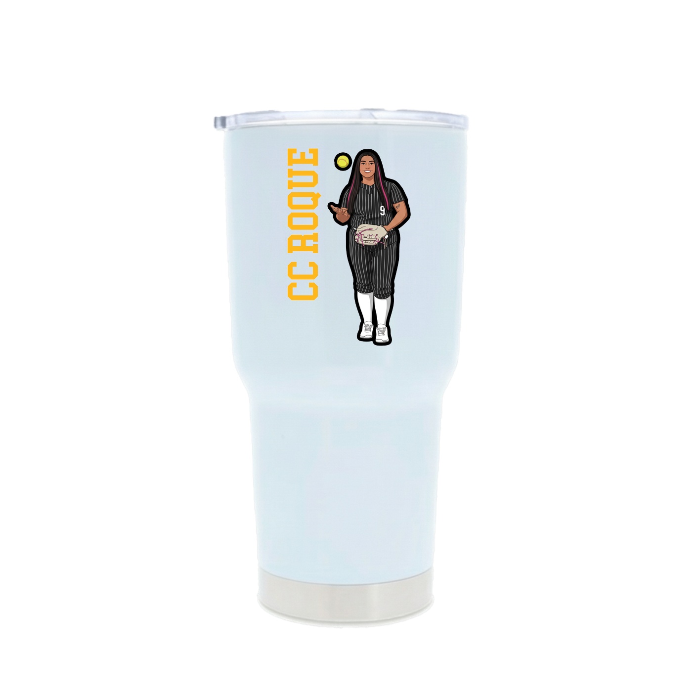 30oz Stainless Steel Tumbler — Name Vertical in White