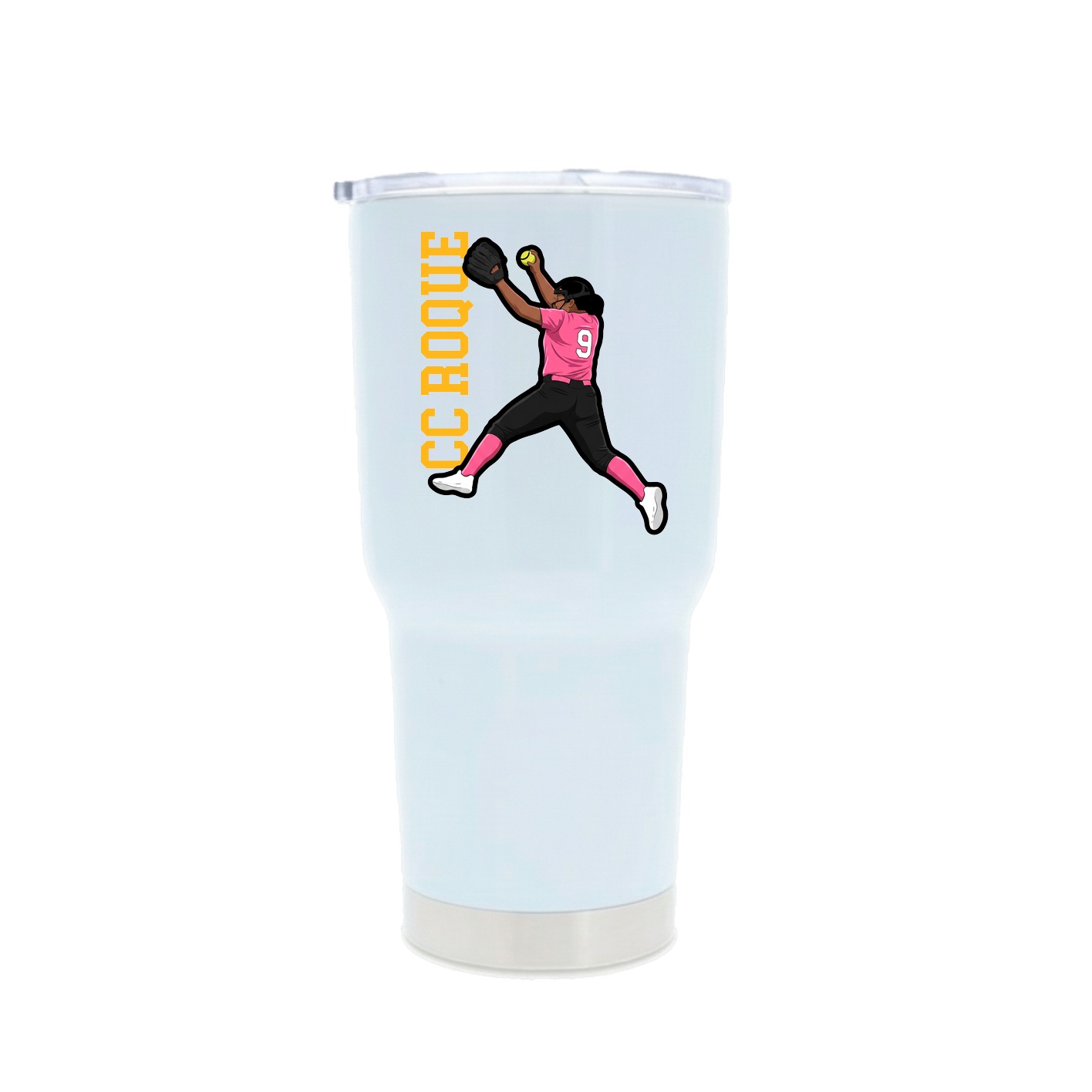 30oz Stainless Steel Tumbler — Name Vertical in White