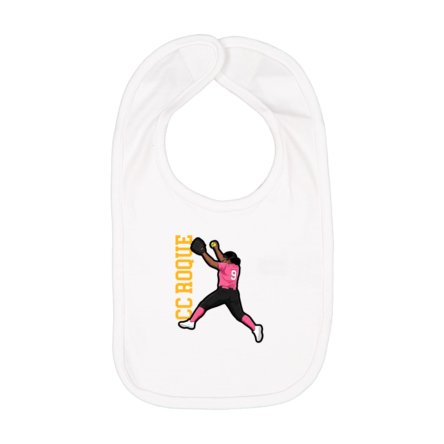 Infant Bib — Name Vertical in White