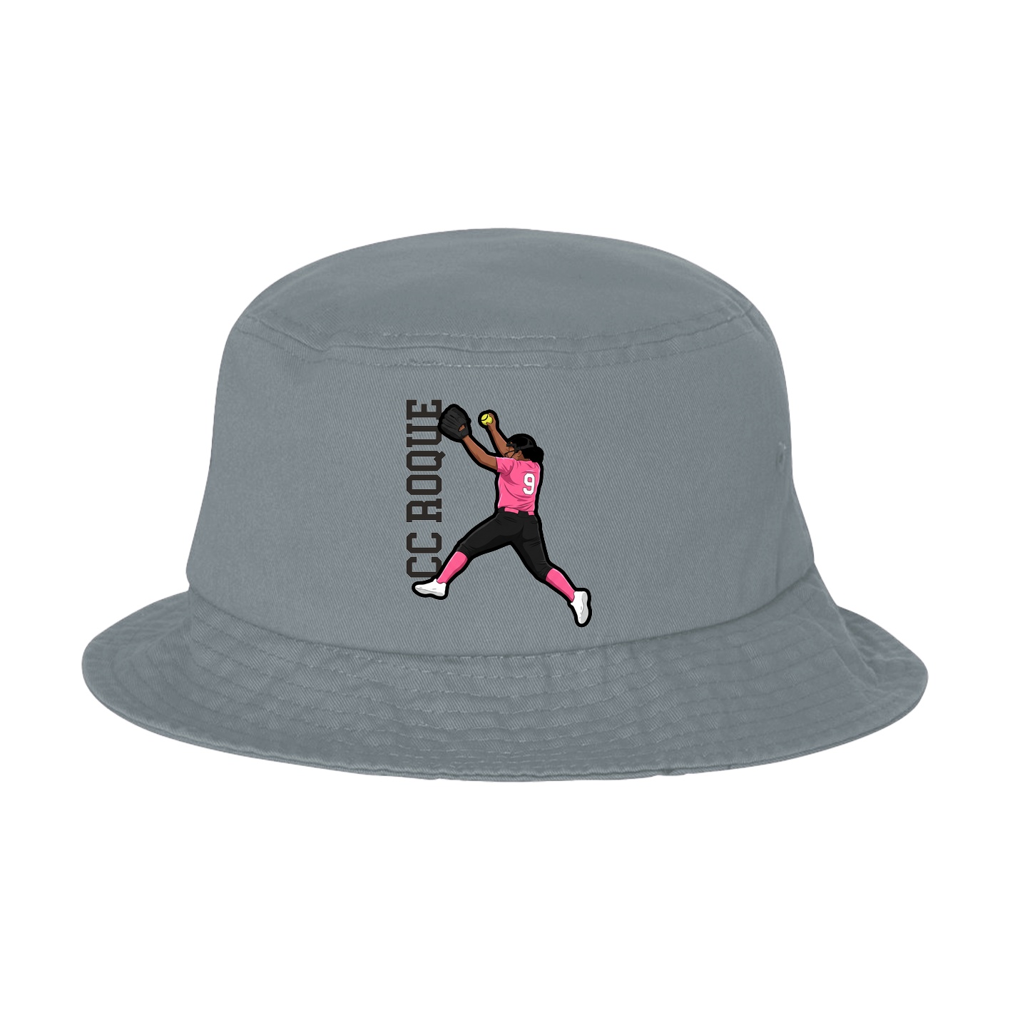 Bucket Cap — Name Vertical in Grey