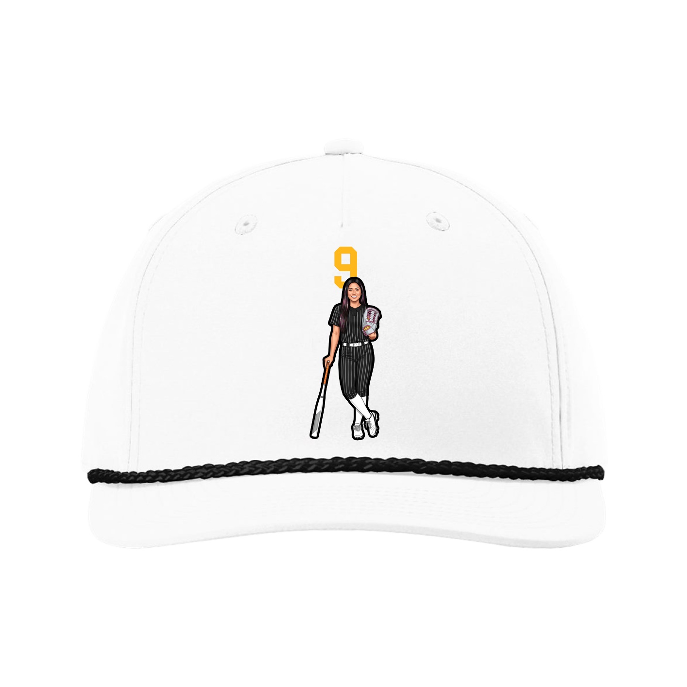 Five-Panel Classic Rope Cap — Number Top in White