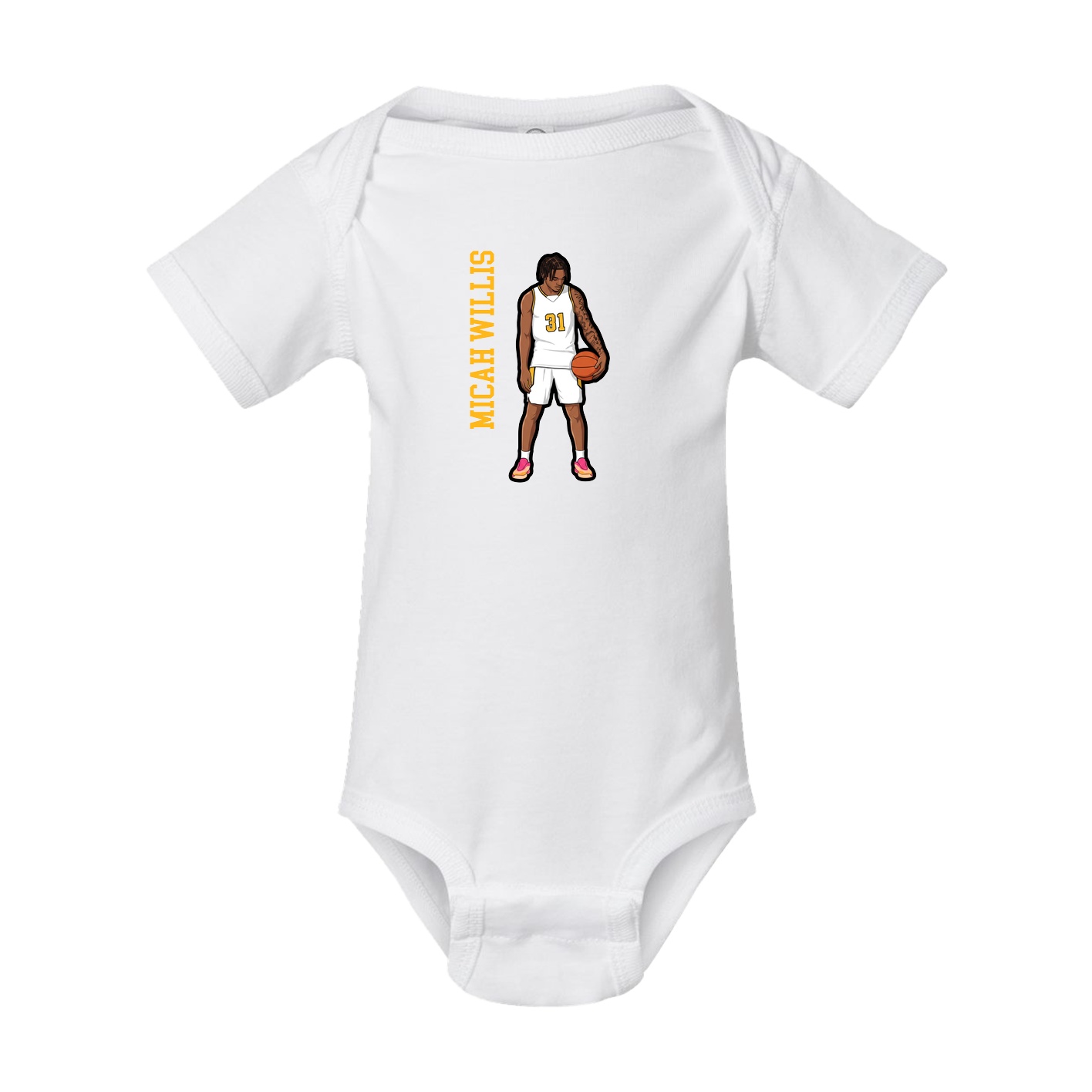 Baby Onesie — Name Vertical in White