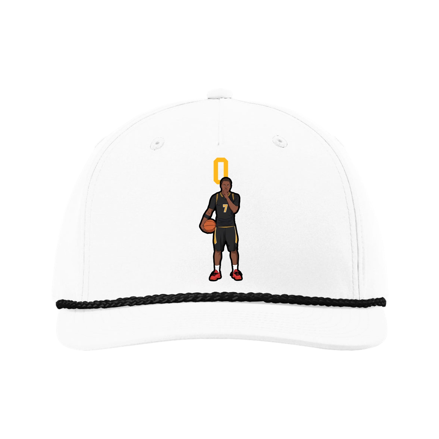 Five-Panel Classic Rope Cap — Number Top in White